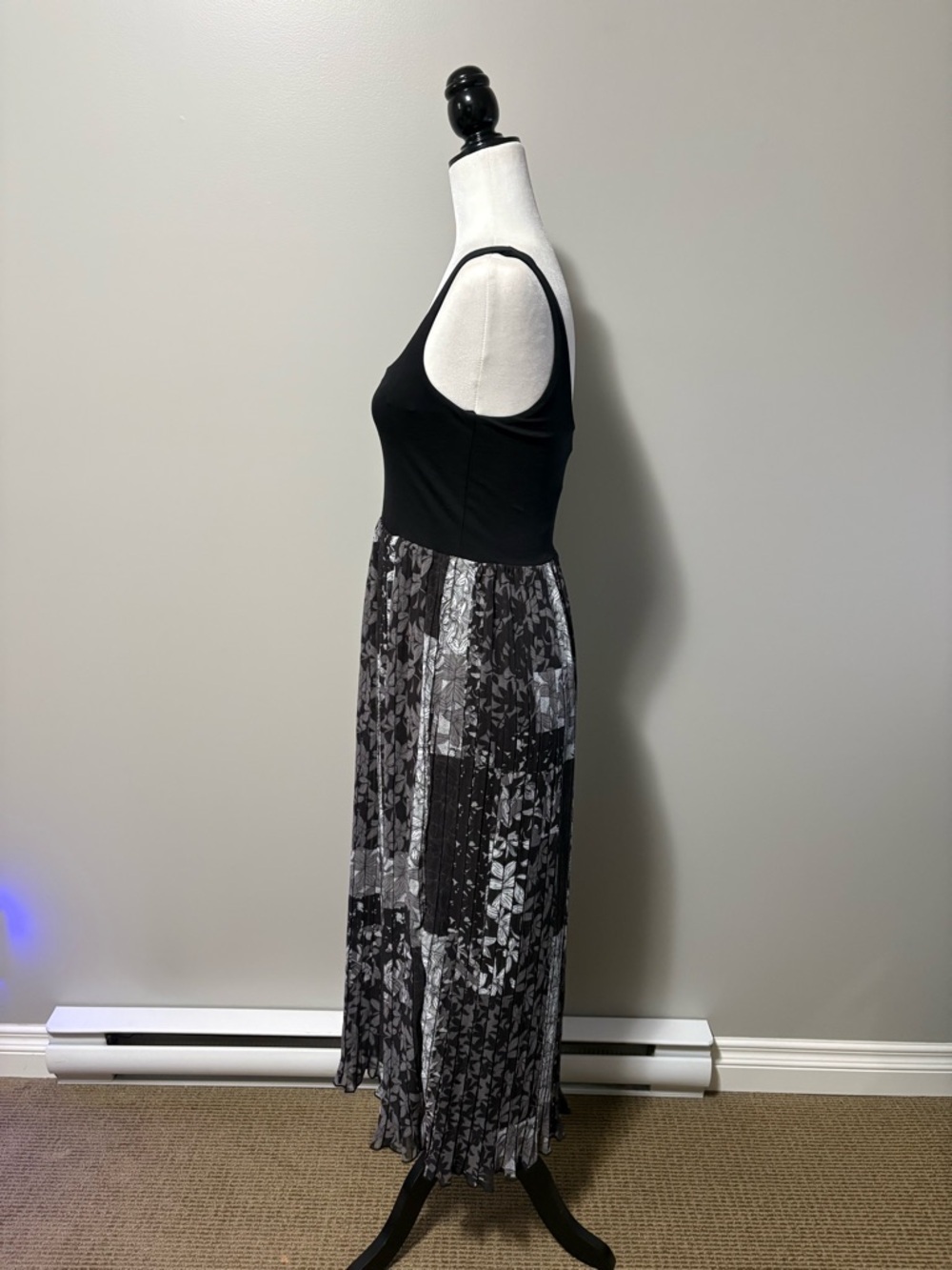 Desigual Cassidi Pleated Combination Midi Dress Sleeveless Jersey Knit Top - Picture 9 of 14